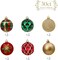 Christmas Ornaments Set, 30ct Red Green and Gold Shatterproof Christmas Tree Decorations Ball Ornaments Bulk, 2.36 Inches Traditional Country Hanging Ornaments for Xmas Trees Decor